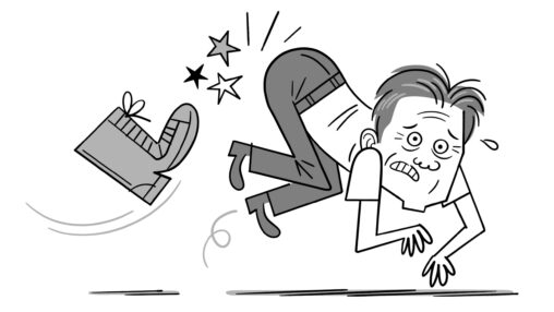 Cartoon of a floating boot kicking ABC mayor in the butt